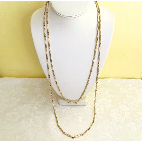 Vintage Gold Tone 58" CROWN TRIFARI Link Chain Necklace w/ Spring Closure - Picture 1 of 9